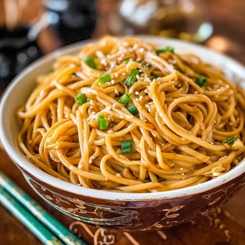 A bowl of noodles with green onions.
