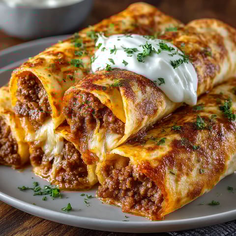 A plate of crispy chicken enchiladas.