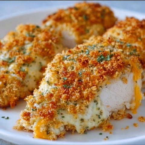 Three pieces of chicken with cheese and ranch dressing.