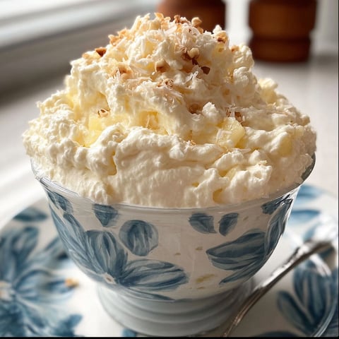 A bowl of Hawaiian pineapple coconut fluff.
