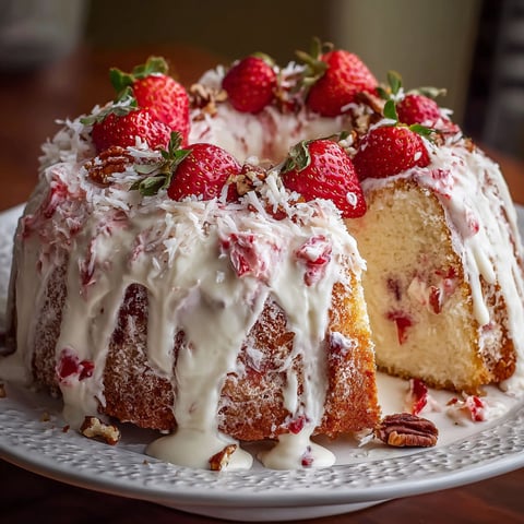 A homemade strawberry Italian cream pound cake.
