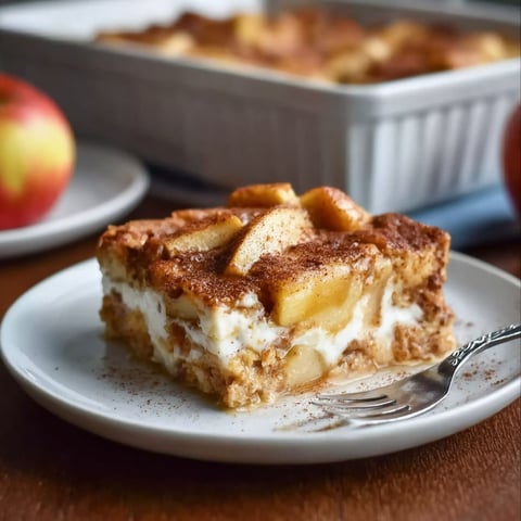 A slice of apple cinnamon cottage cheese breakfast bake.
