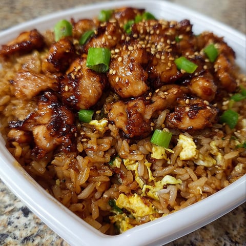 A bowl of Hibachi Chicken Fried Rice.