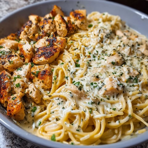 A bowl of spaghetti with chicken and cheese.