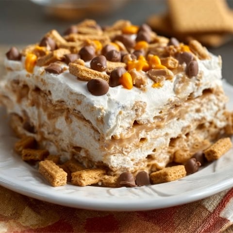 A slice of a No-Bake Nutty Buddy Icebox Cake.