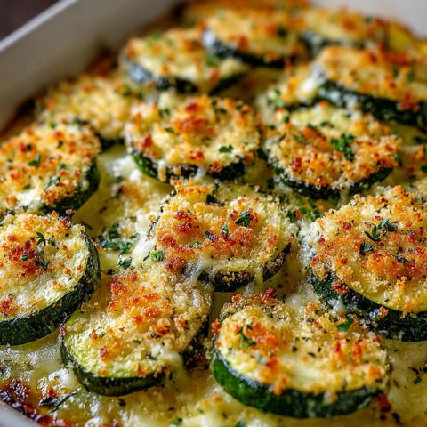 A dish of baked zucchini and cheese.
