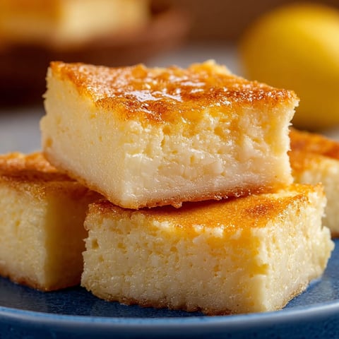 A plate of creamy honey milk custard squares.